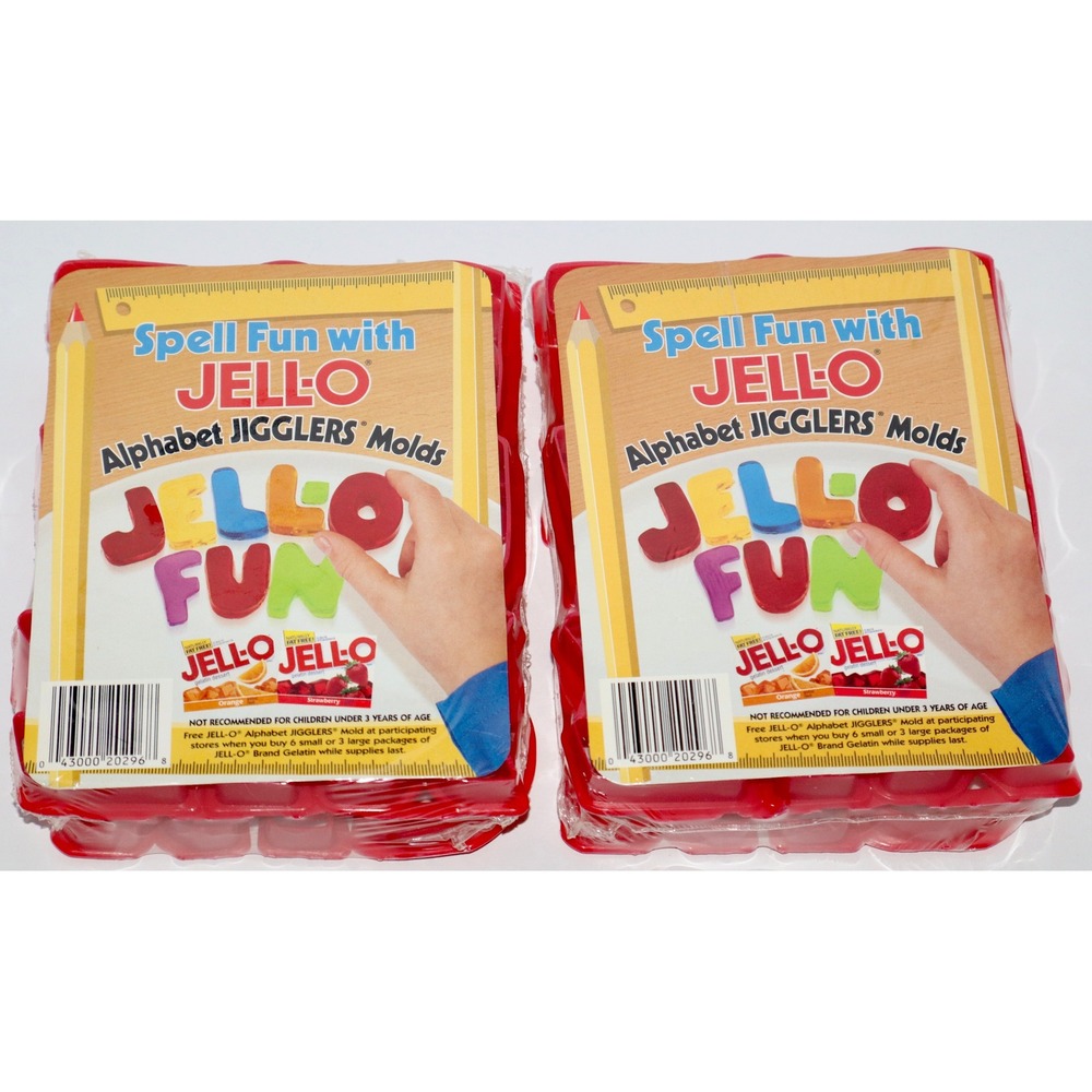 Set of 2 Jell-O Jello Alphabet Jigglers Molds Red Plastic ABC Letters NEW